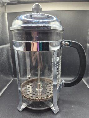 Bodum French Press Coffee Maker 8-Cup Chrome & Glass With Filter Plunger Handle